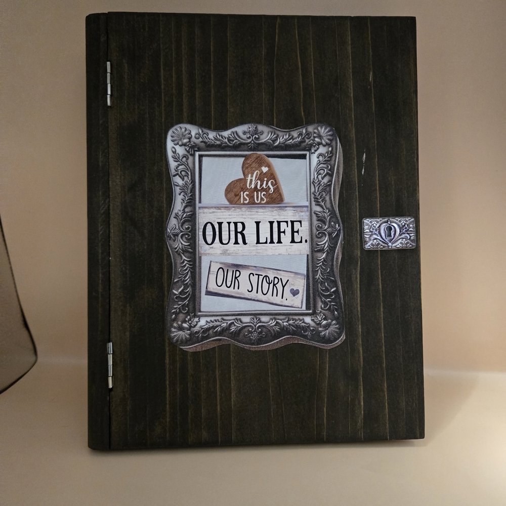 Our Life Wooden Memory/keepsake Box & Memory Book Espresso One Of A Kind